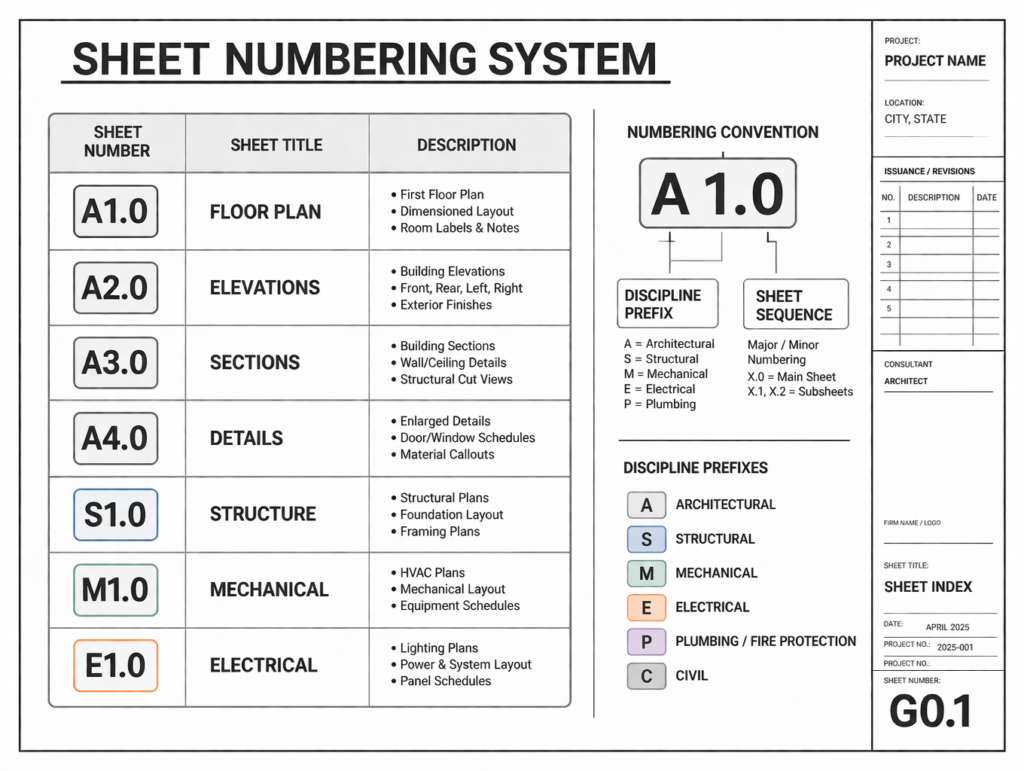 example architectural drawing title block with labels