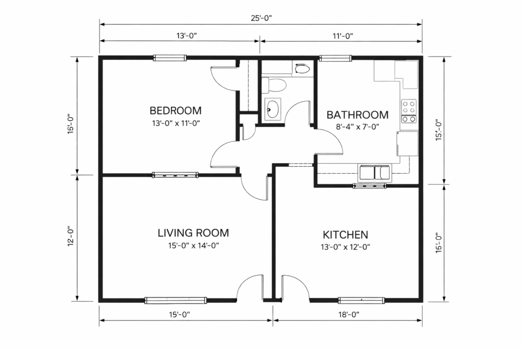 example residential floor plan drawing with labeled rooms