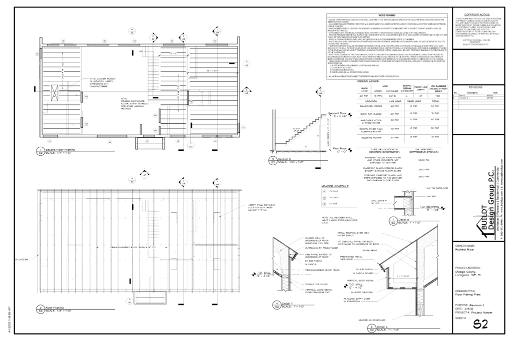 Architectural sheet layout with drawing titles and sheet numbers