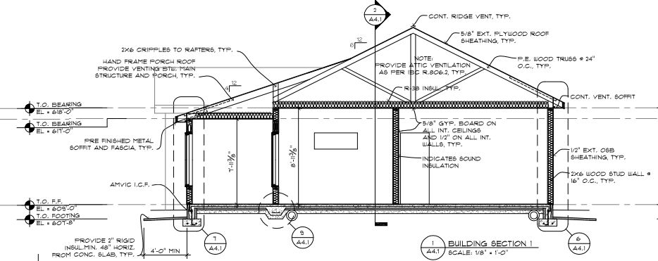 Architectural drawing of building section